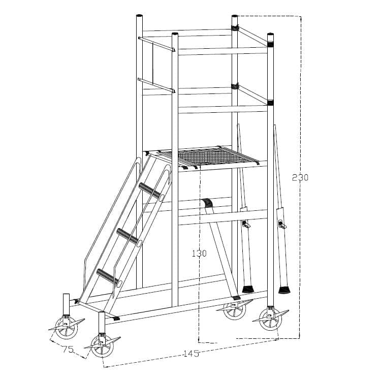 New Podium 1.3 m - Rungs Ladder – thumbnail 2
