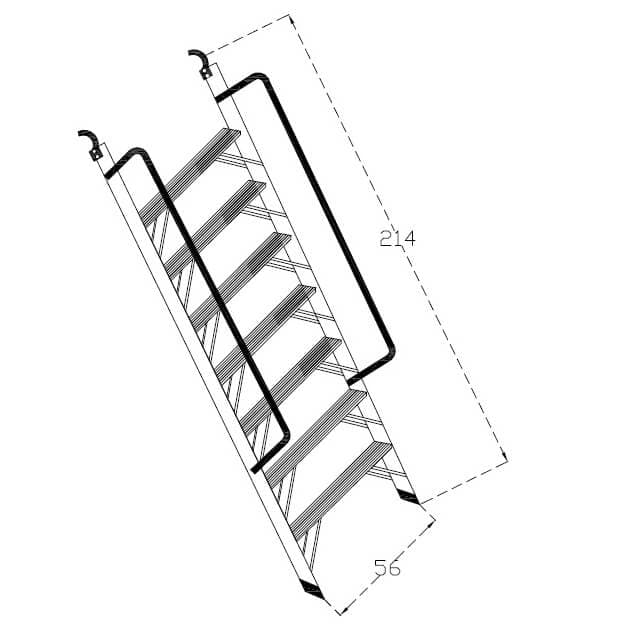 Double Width (140 cm x 255 cm) Inclined Ladder – Platform 4.0 m – thumbnail 10