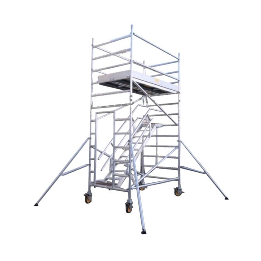 Double Width (140 cm x 255 cm) Stairway Tower – Platform 2.5 m (with Fixed Wheel) – Scaffolding supplier in UAE